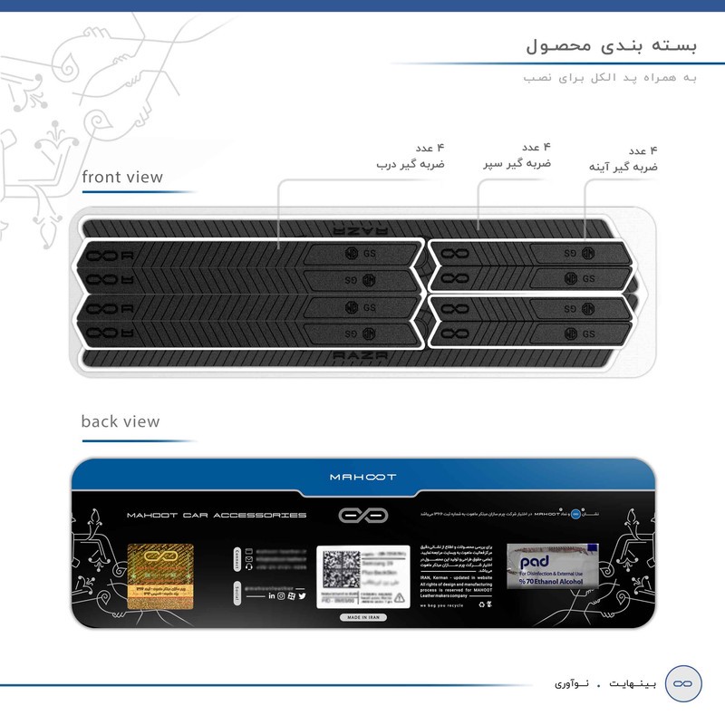 محافظ درب، سپر و آینه خودرو ماهوت مدل RAZR-Bمناسب برای ام جی GS مجموعه 12 عددی