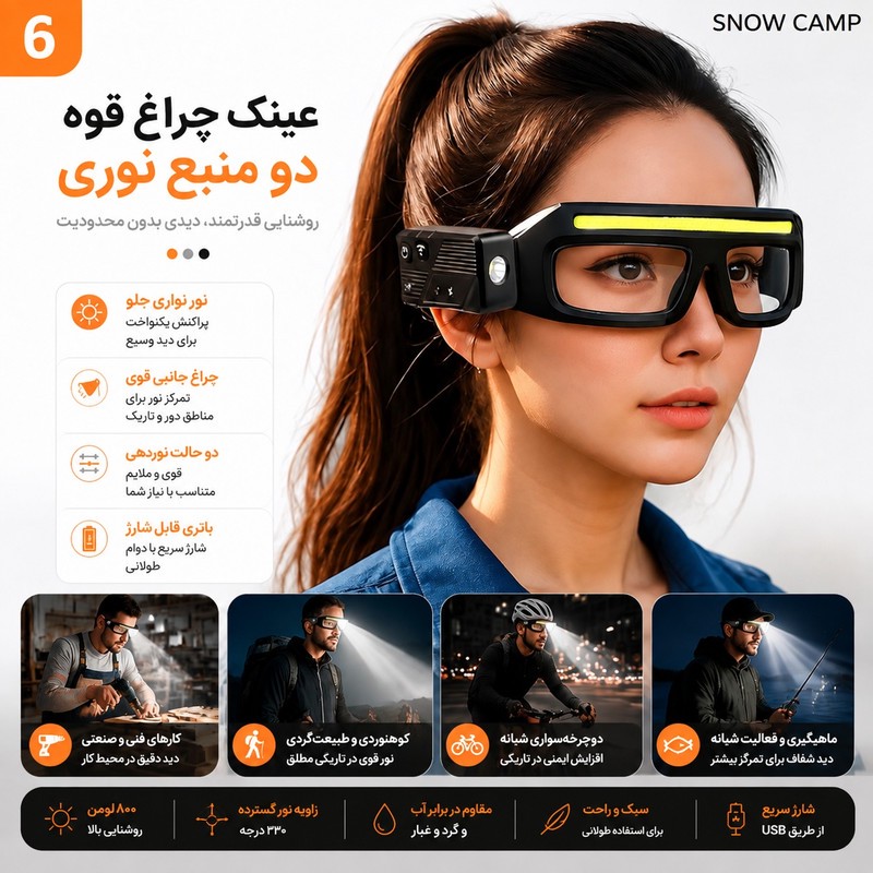عینک ایمنی اسنو کمپ مدل سنسور دار