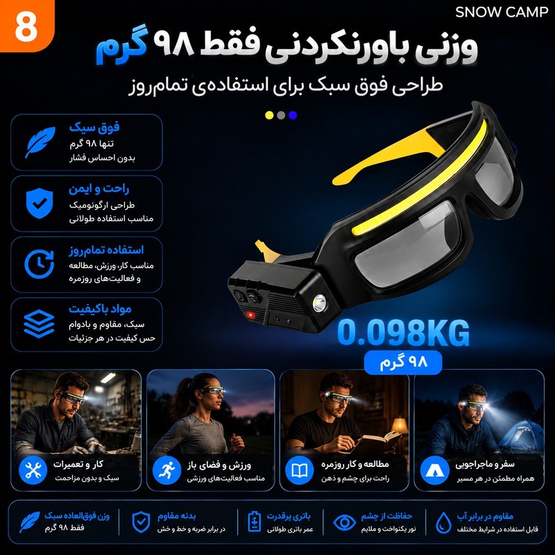 عینک ایمنی اسنو کمپ مدل سنسور دار