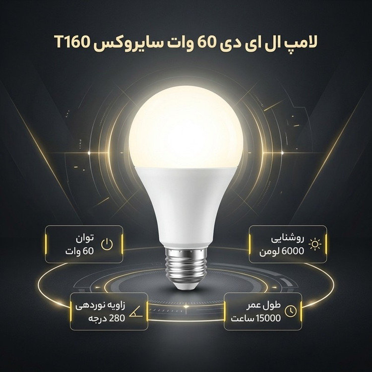لامپ ال ای دی 60 وات سایروکس مدل T160 پایه E27