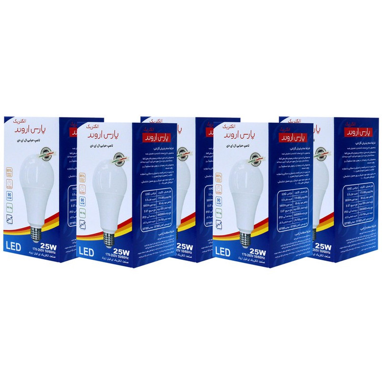 لامپ 25 وات پارس اروند الکتریک کد PA-AB25W پایه E27 بسته 5 عددی