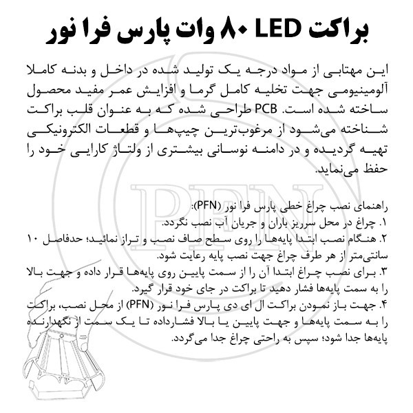 لامپ ال ای دی 80 وات پارس فرا نور مدل W80