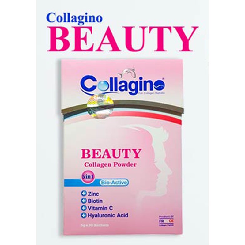 پودر کلاژن تقویتکننده پوست، مو و ناخن کلاژینو بیوتی مدل Beauty حاوی کلاژن پپتاید ماهی، ویتامین سی، زینک، بیوتین و هیا...
