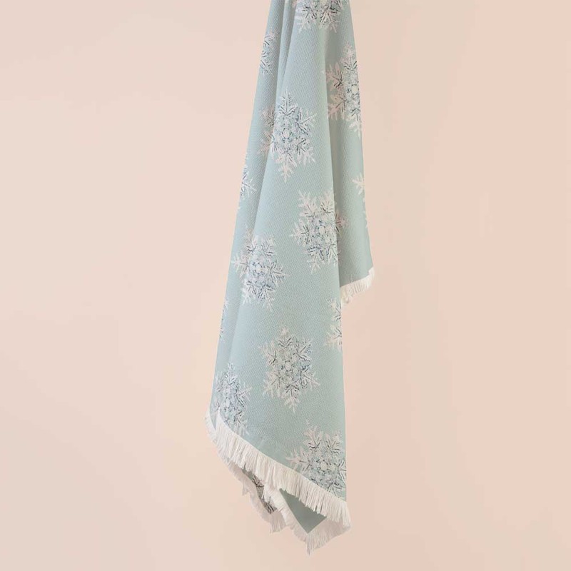 شال مبل طرح دانه های برف زمستان کد Q2SH1078 سایز 98x180 سانتی متر