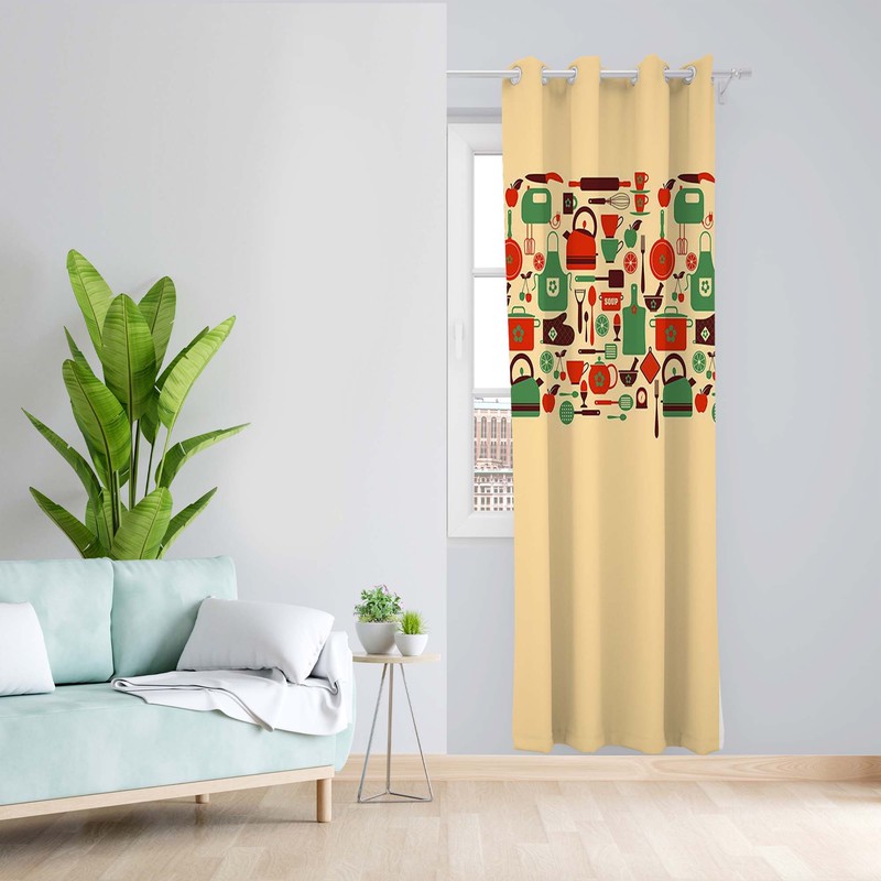 پرده طرح آشپزخانه مدل مخمل پانچی کد 5042L z سایز 140x200 سانتی متر