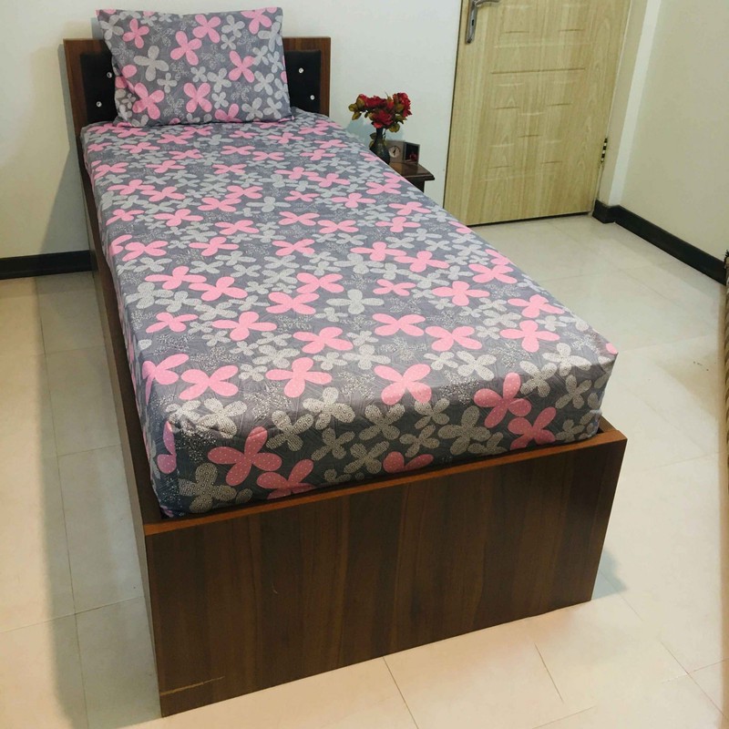 سرویس ملحفه مدل کشدار گلرو صورتی کد 120 یک نفره 2 تکه