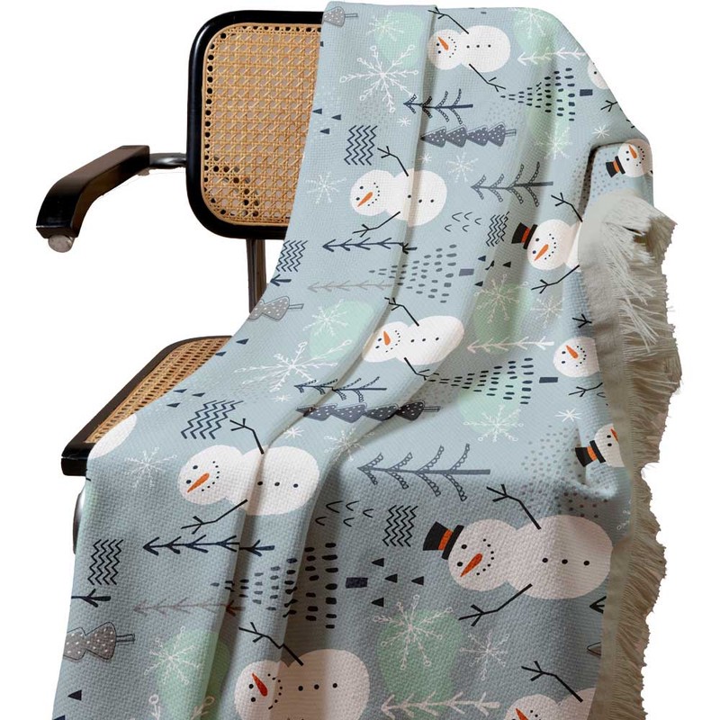 شال مبل طرح آدم برفی کد Q2SH1074 سایز 98x180 سانتی متر