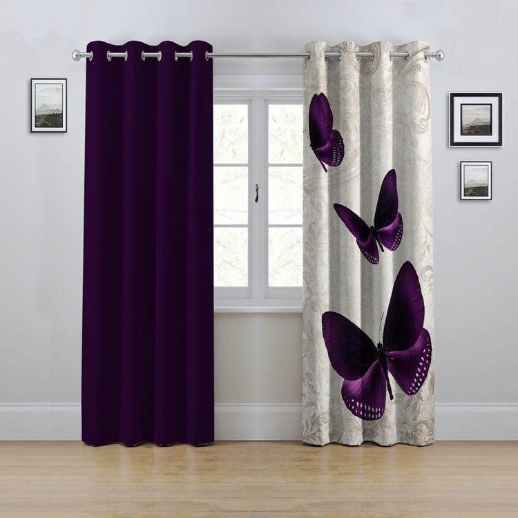 پرده مدل پانچی طرح پروانه سایز 280x145 سانتی متر