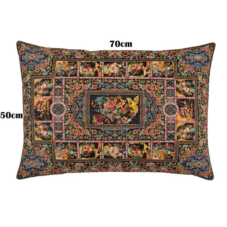 روبالشی مدل مخمل پورشه طرح کتیبه گل کد ROB-0057 سایز 7050 سانتی متر بسته دو عددی