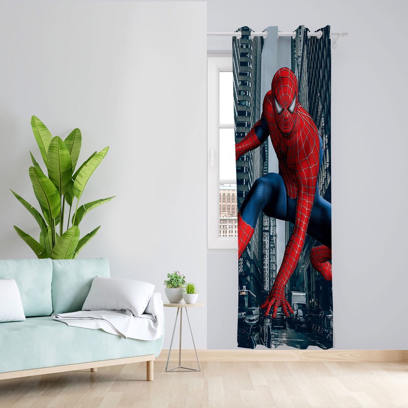 پرده مدل مرد عنکبوتی مخمل پانچی کد 4671 سایز 140x280 سانتی متر