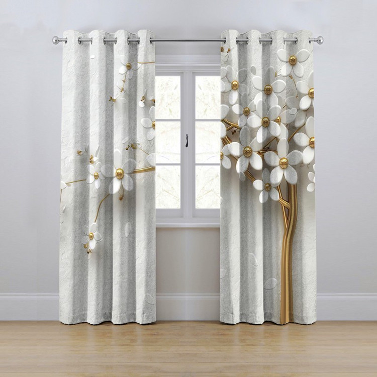 پرده مدل پانچی طرح درخت سه بعدی سایز 280x145 سانتی متر