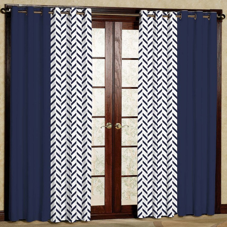 پرده بارمان دکور طرح زیگزاگ مدل هازان پانچی کد 80-1579 W سایز 140x280 سانتی متر