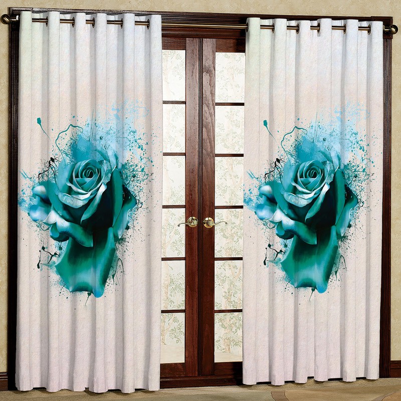 پرده مدل گل رز هازان پانچی کد 1022 سایز 140x200 سانتی متر