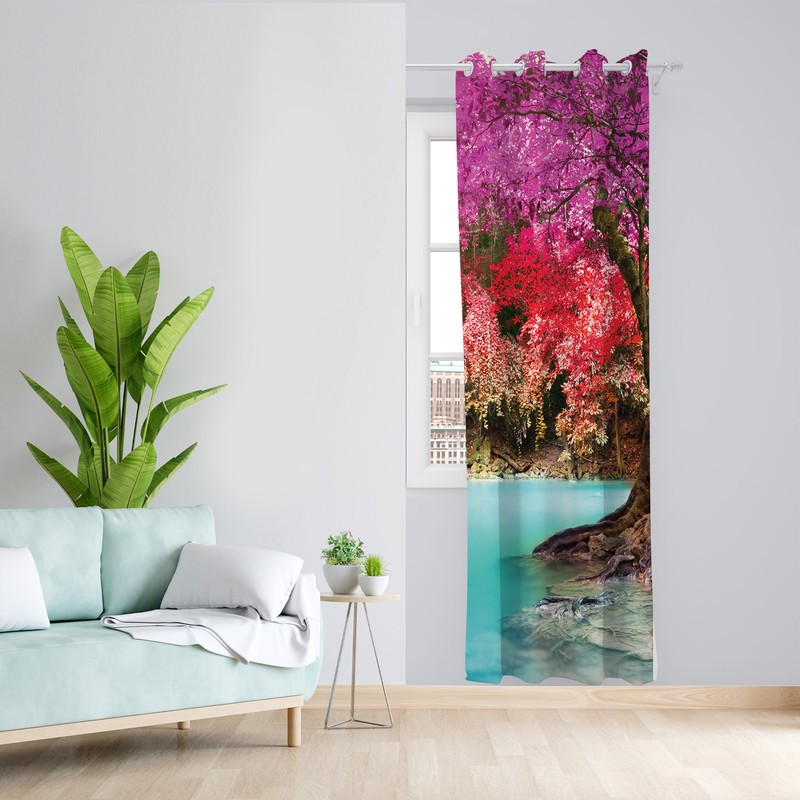 پرده طرح منظره مدل مخمل پانچی کد L 1369L Z سایز 140x200 سانتی متر