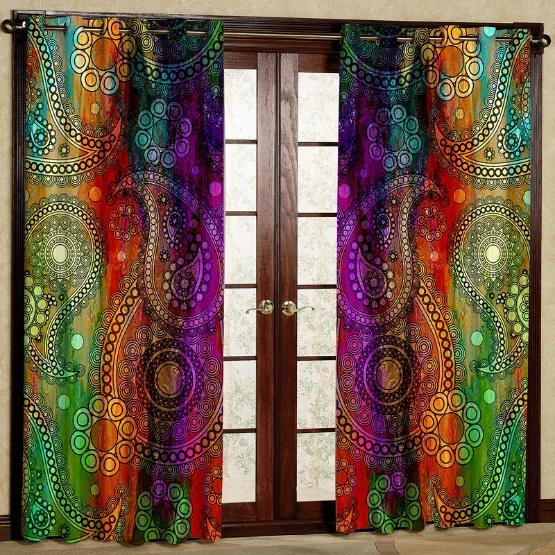 پرده مدل بته جقه مخمل پانچی کد 1244R سایز 140x280 سانتی متر