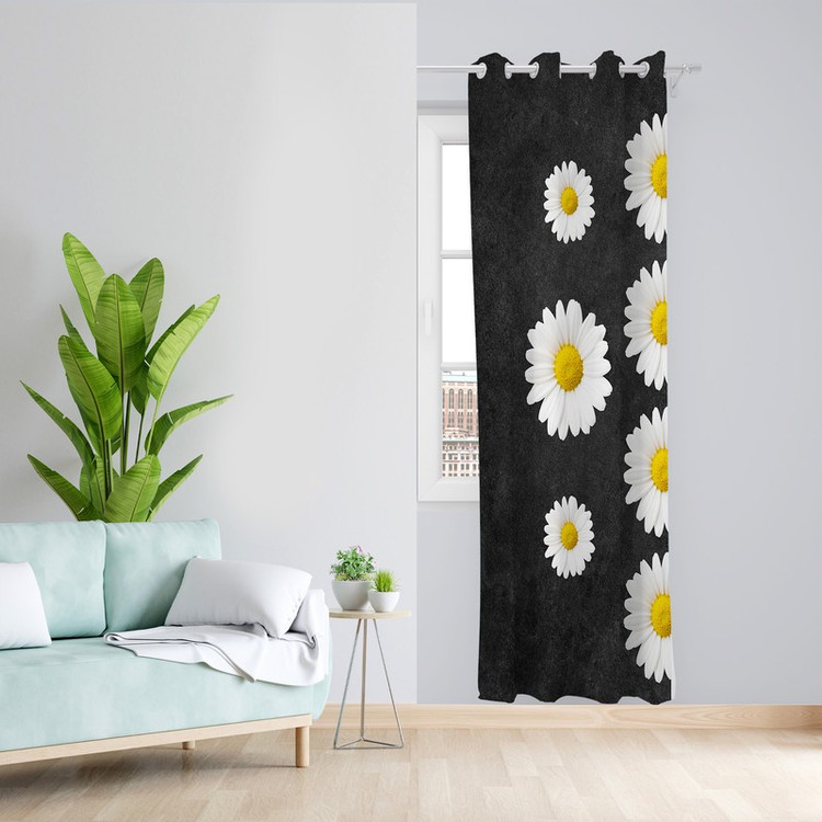 پرده طرح گل بابونه مدل مخمل پانچی کد 4026 z سایز 140x200 سانتی متر
