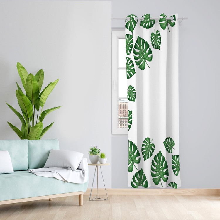 پرده طرح برگ انجیری مدل مخمل پانچی کد 1175 سایز 140x200 سانتی متر