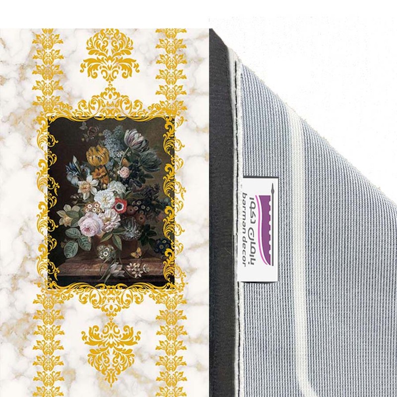 پرده پانچی بارمان دکور طرح وسط گل مدل هازان کد5270 W سایز 140x280 سانتی متر