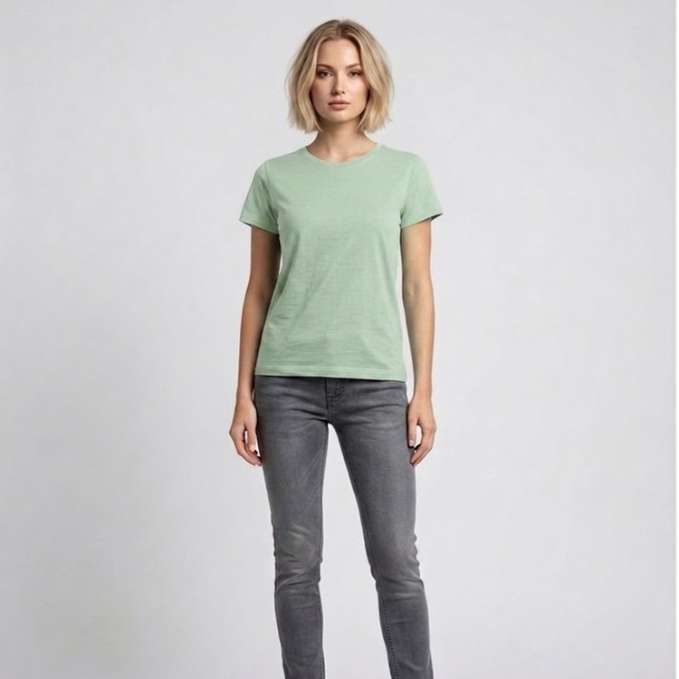تی شرت آستین کوتاه زنانه مدل نخی کراس ساده