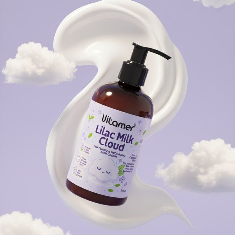 کرم مرطوبکننده و آبرسان بدن ویتامر مدل Lilac Milk مناسب برای انواع پوست حجم 250 میلیلیتر