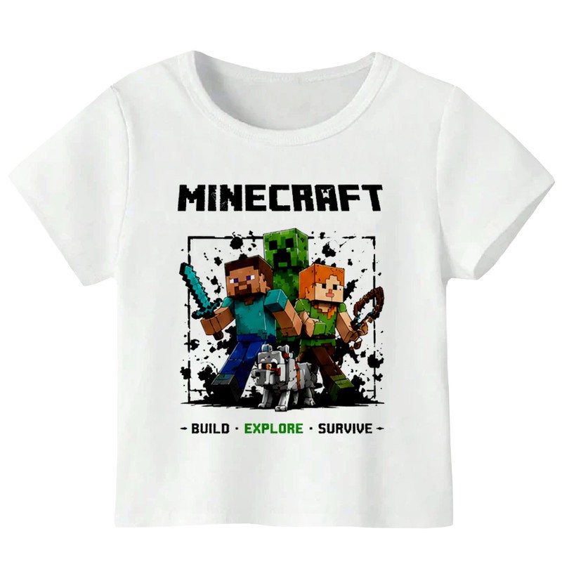 تیشرت آستین کوتاه پسرانه مدل W516 طرح ماینکرفت